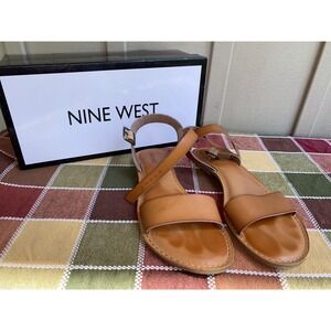 Nine West Strappy Flat Women's Sandals Size 7 M "Ringool" w/ Box Faux Leather